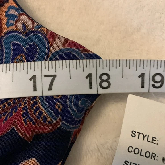 Ronni Nicole Blue & Pink Paisley Dress sleeveless size 6 PTP 18” length 47” NWT - Picture 13 of 14